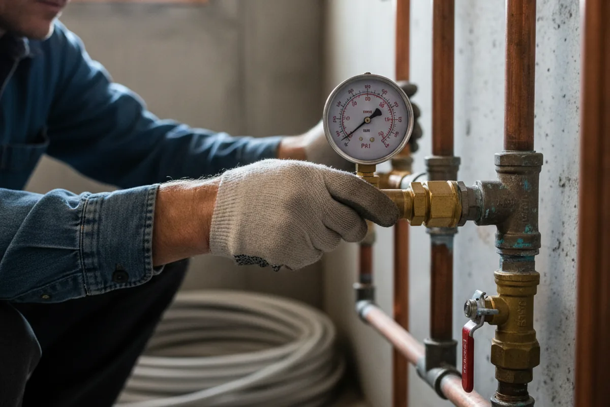 Pressure testing a repaired line during Water Line Repair in Jbsa Randolph